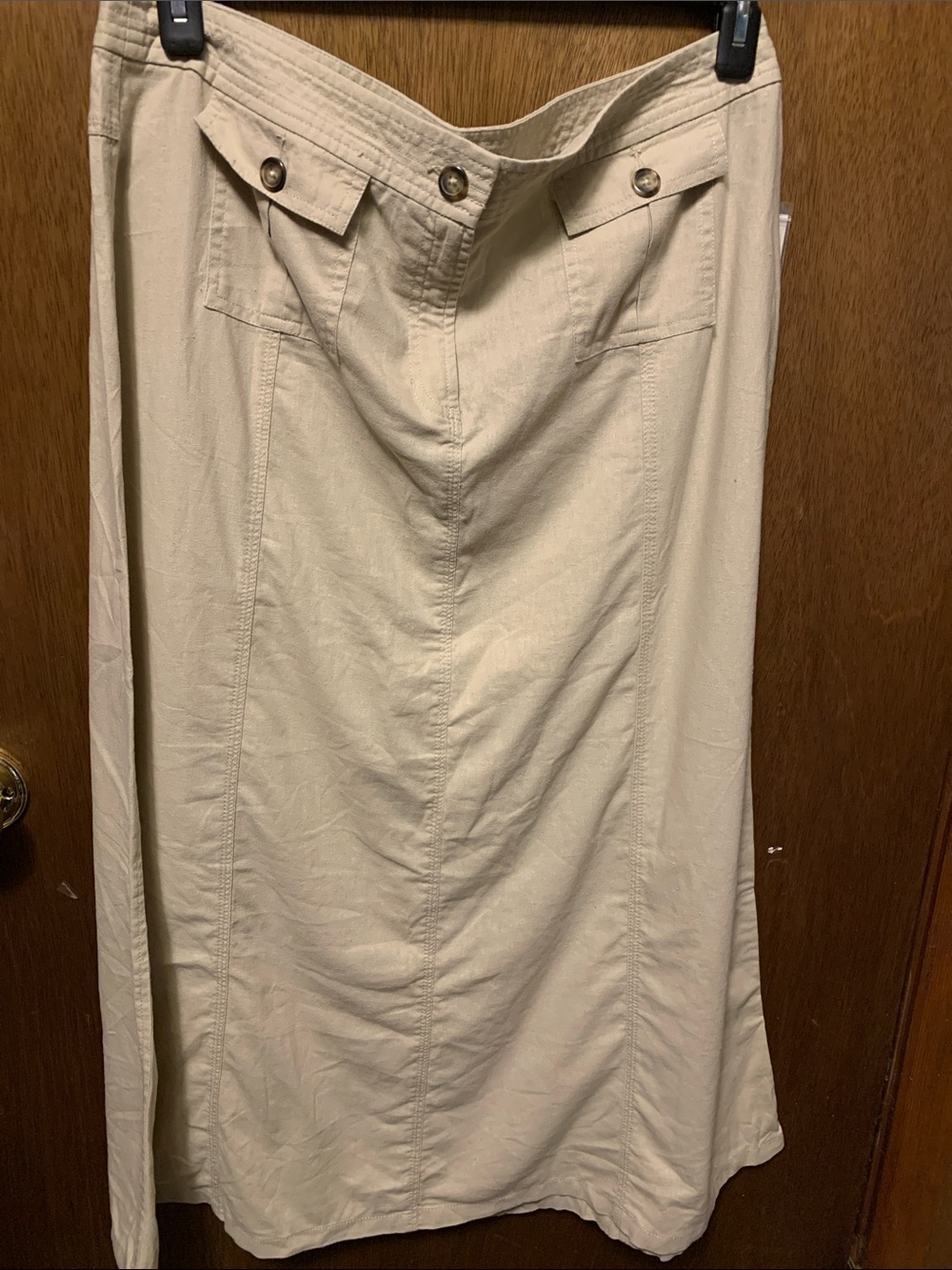 Cato Cream Maxi Skirt with Buttoned Flap Waist